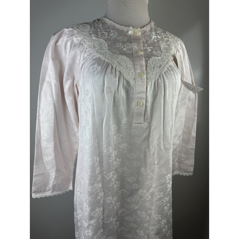 New Miss Elaine Floral Nightgown Country Cottage Lace Long Maxi Pj's Pink Small - Picture 5 of 16